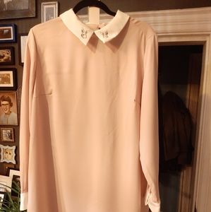 Victoria Beckham pale pink a-line dress wth bunny detail on collar, size 1x